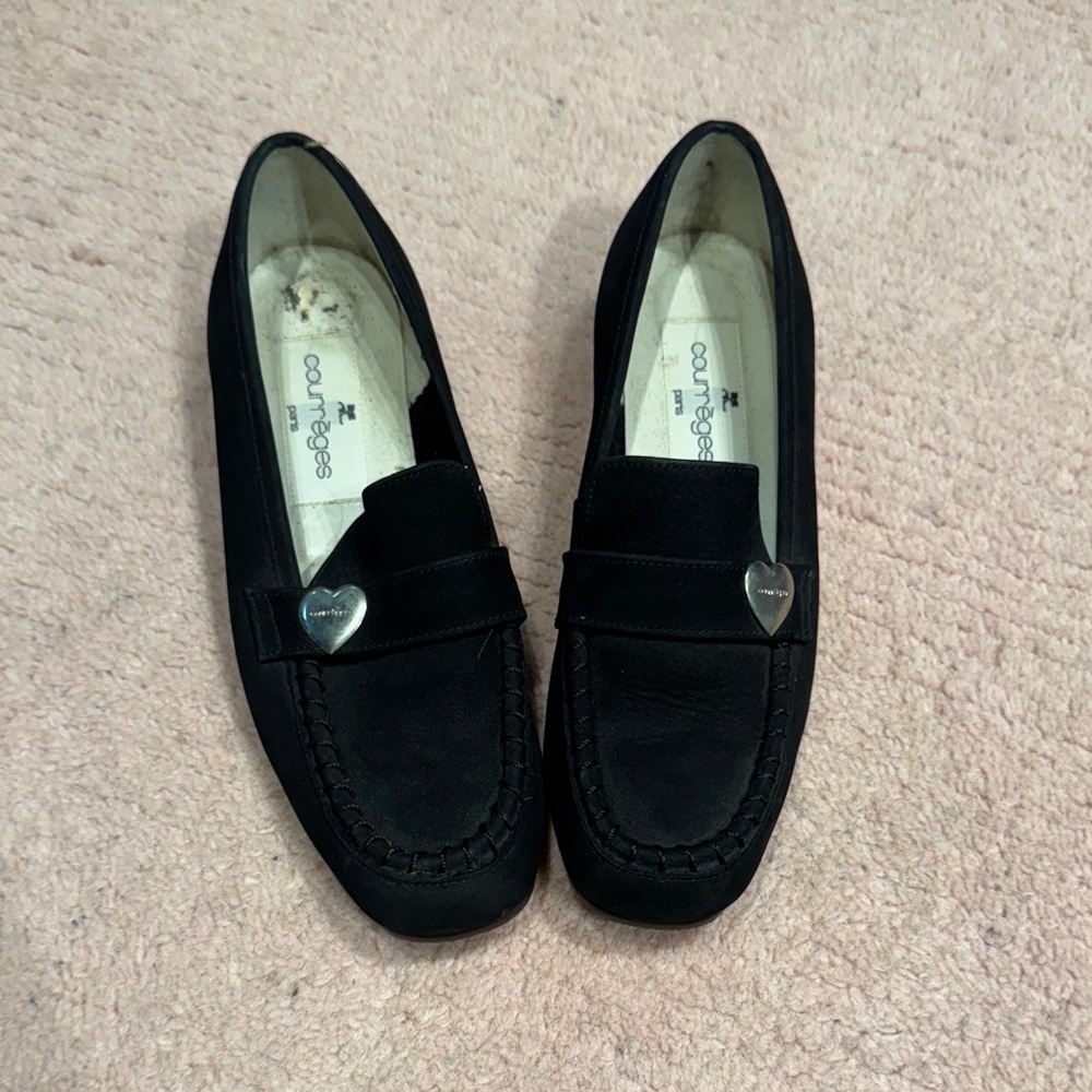 Courreges Black suede loafers size 5.5